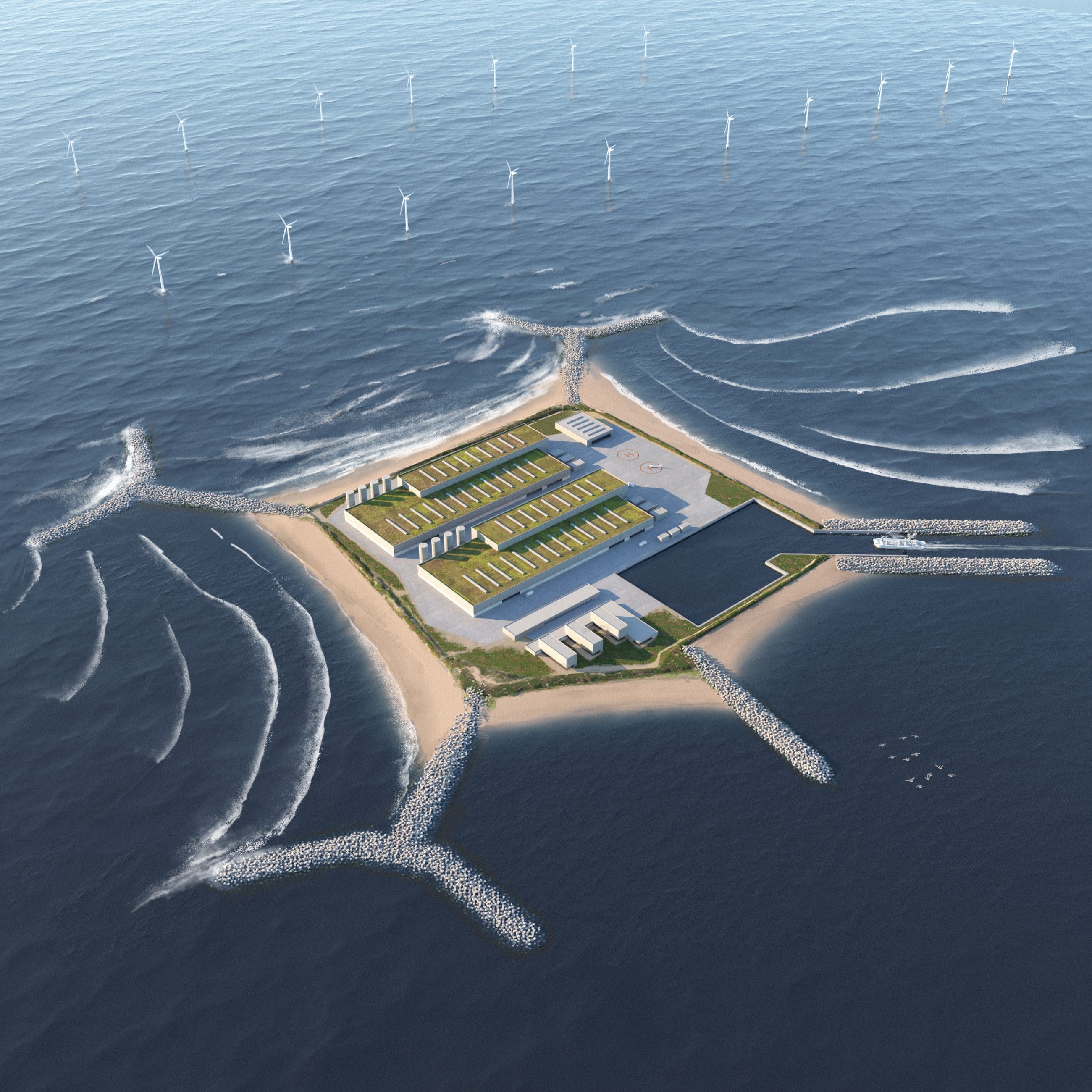 Energy island with minimal environmental impact